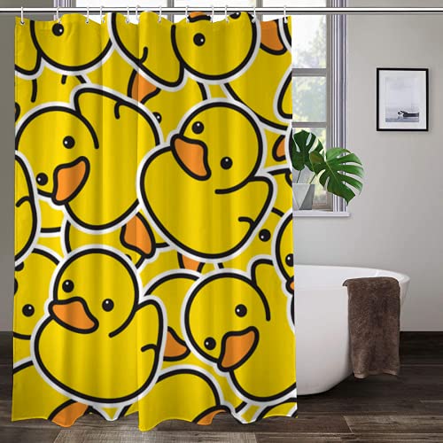 Duschvorhang, Cartoon-Entenmotiv, wasserdicht, Badezimmer-Vorhänge, Heimdekoration, Premium-Polyester-Stoff, Badvorhänge mit 12 Haken, längere Größe 152 x 200 cm von SEEKJOYS