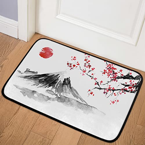 SEEKJOYS Traditionelle japanische Tintenmalerei Fußmatte für den Außenbereich, rutschfeste Gummi-Rückseite, maschinenwaschbar, 40,6 x 61 cm, kleiner Eingangsteppich von SEEKJOYS