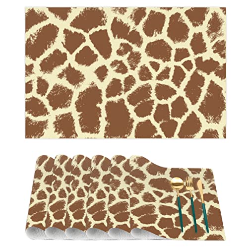 Tischsets Tier Giraffe Texture Muster Set von 4 Stück 30,5 x 45,7 cm Fleckenabweisend, hitzebeständig, waschbar, langlebige PVC-Tischmatte für Heimdekoration, Küchentisch, Giraffenstruktur, gewebtes Vinyl, Herbst-Tischsets Tischsets Tier Giraffe Texture Muster Set von 4 Stück 30,5 x 45,7 cm Fleckenabweisend, hitzebeständig, waschbar, langlebige PVC-Tischmatte für Heimdekoration, Küchentisch, Giraffenstruktur, gewebtes Vinyl, Herbst-Tischsets von SEEKJOYS