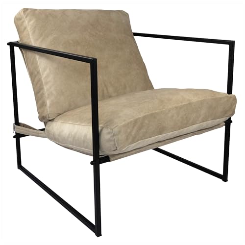 SEELLOO Sessel Designer Metallrahmen Extragroß Outdoor/Indoor Gartenstuhl Wohnzimmer Möbel Relax Sonnenliege Terrassen Abnehmbare Beige 80 x 78 x 70 cm von SEELLOO