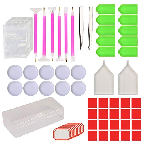 SEELOK 111tlg DIY Diamant Malerei Kit, 5D Diamant Painting Stickerei Kreuzstich Werkzeug Set Quick Point Stift, Kleber, Platte, Pinzette, Taschen,Etikette und Aufbewahrungsbox für DIY Art Craft von SEELOK