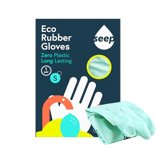SEEP Eco Kleine Gummihandschuhe, Küchenhandschuhe, mit Baumwolle gefüttert, Spülhandschuhe aus zertifiziertem Naturkautschuk, Mehrzweck-Haushaltshandschuhe, FSC- und Fair-Trade-zertifiziert von SEEP