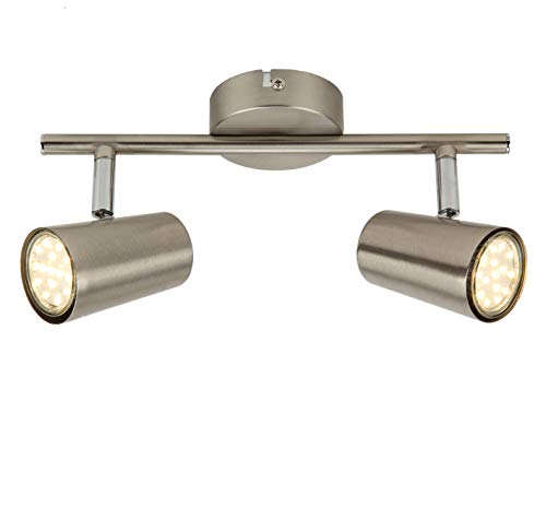 SEESEER LED Deckenleuchte Spotbalken Drehbar, 2-Flammig LED Strahler Deckenlampe Spot,3W GU10 230V IP20 Metall Warmweiß LED Deckenstrahler, Modern Deckenspots für Küche, Wohnzimmer, Schlafzimmer von SEESEER