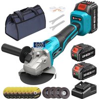 Akku Winkelschleifer 125 mm, 21V Winkelschleifer mit 2PCS 4.0Ah Akkus & Ladegerät, 9000RPM Bürstenloser Motor Metallschleifer, 8 Trennscheiben, 4 Akku Winkelschleifer 125 mm, 21V Winkelschleifer mit 2PCS 4.0Ah Akkus & Ladegerät, 9000RPM Bürstenloser Motor Metallschleifer, 8 Trennscheiben, 4 von SEESII