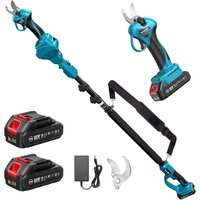SEESII Akku Astschere Teleskop, Elektrische Gartenschere mit Teleskopstange bis 4,57m Reichweite, 2x2000mAh Batterien, 33mm Akku Baumschere & von SEESII
