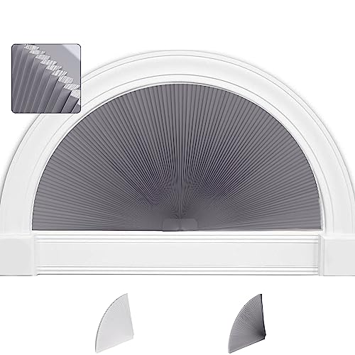 SEEYE Bogenfenster-Verdunkelungsschirme, plissiertes Stoffrollo (Radius: 61 cm), halbrund, schnurlos, halbrund, einfach zu schneiden und zu installieren von SEEYE