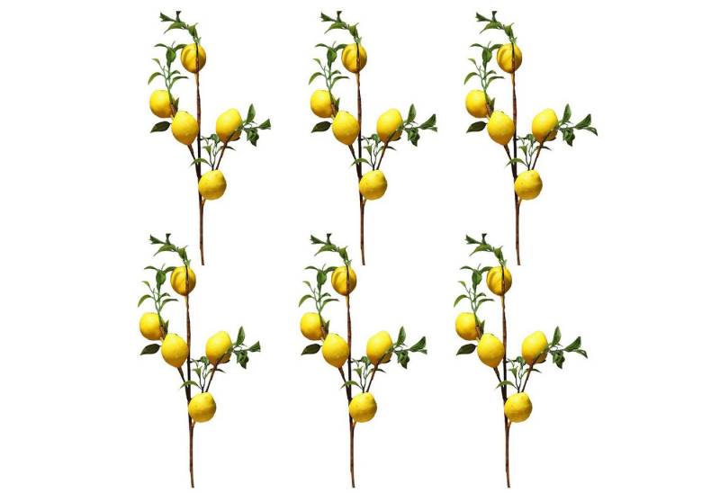 Kunstzweig Künstlicher Zitronenzweig,5 Künstliche Zitrone mit grünen Blättern, SEEZSSA, Kunstbaum künstlicher Zitronenbaum Dekopflanze Zitrone, 50cm Länge von SEEZSSA