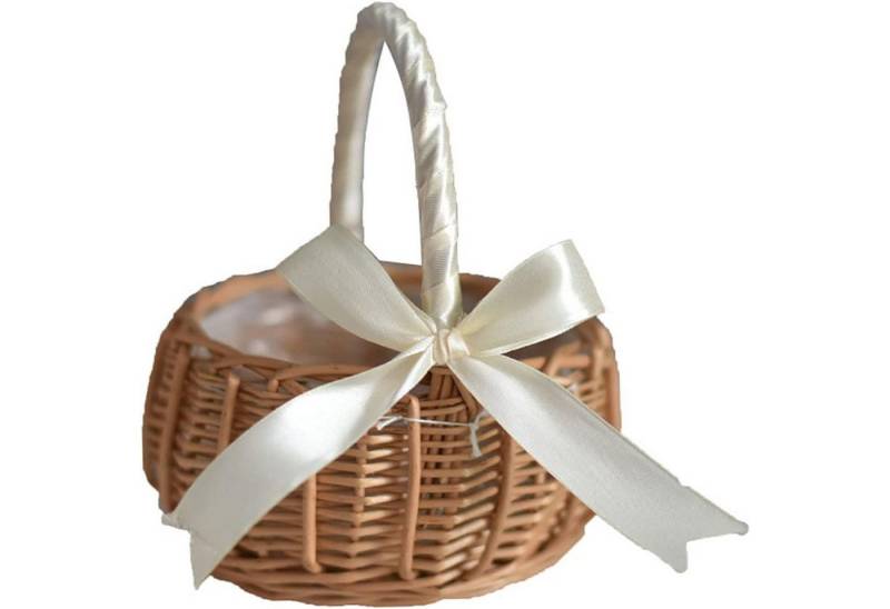 SEEZSSA Weidenkorb Weidenkorb Rattan Blumenkorb,Hochzeit Handkorb,Blumenkinderkörbchen, Rattan Korb mit Griff,Kunststoffeinsatz für Hochzeitszeremonie Party von SEEZSSA