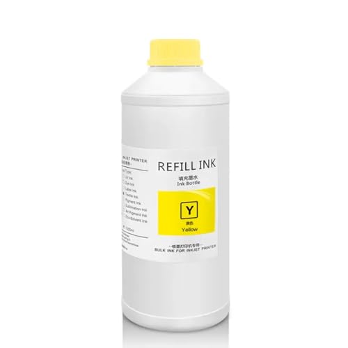 SEFNPOME 1000 ml DTG Tinte kompatible Textiltinte Kompatibel mit den Kleidungsdruck mit DX5 DX6 DX7 TX800 5113 4720 I3200 Printhead Kompatibel mit L800 1390 R1900 R2000 F2000 F2100(Yellow) von SEFNPOME