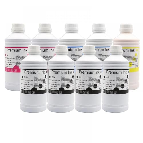 SEFNPOME 1000 ml Farbstofftinte kompatibel mit Tintenstrahldruckern 7910 9910 7908 9908 7890 9890 7800 9900 7710 9710 7700 9700 In 11 Farben erhältlich(1000ML-Dye-9pcs) von SEFNPOME