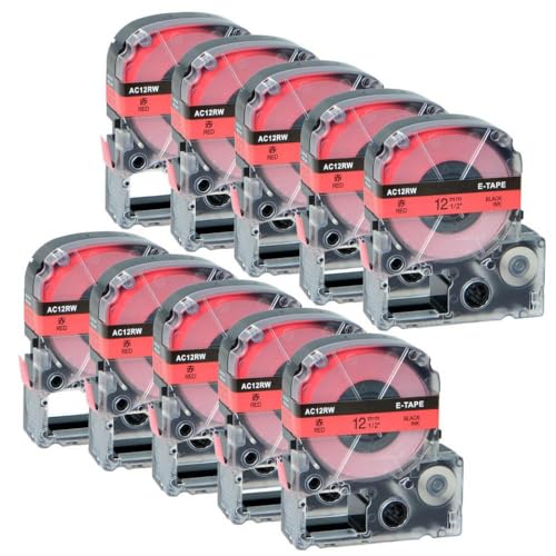 SEFNPOME 10pk SS12KW Labelbandkapitibel mit SS18KW SS9KW SS24KW Kompatibel mit LW 300 400 600 700 LK 4WBN 4WBN Label -Label -Macher(Black on red) von SEFNPOME