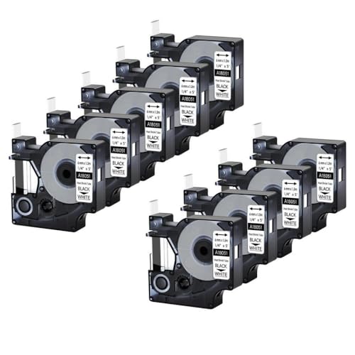 SEFNPOME 10pk Schwarz auf weißem Etikett Kompatibel mit 18051 Wärme-Shrink-Röhrchen 6mm 4. 92 Fuß geeignet Kompatibel mit 4200 1000 Label -Hersteller von SEFNPOME