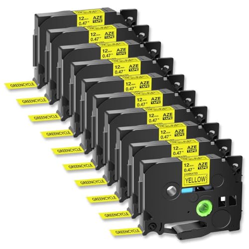 SEFNPOME 10pk Schwarz und gelbes Etikettband 6/9/12/18/24mm kompatibel mit Tze-631 Label-Druckern Standard-Laminat-Band von SEFNPOME