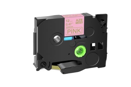 SEFNPOME 12 mm kompatibles Etikettband Kompatibel mit Satinband Tze-Re34 RN34 RW34 R231 RE31 Kompatibel mit Pt-H110-Etikettendrucker(Gold on pink) von SEFNPOME