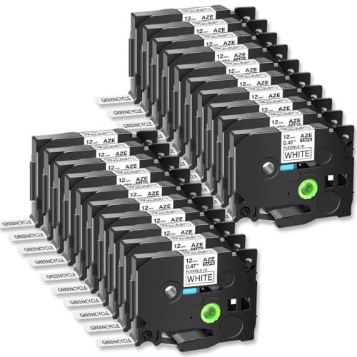 SEFNPOME 20pk schwarz auf weißes Etikettband kompatibel mit Tze-FX231 12 mm Flexibler laminierter Etikett Kompatibel mit Etikettdrucker PT-1000 SEFNPOME 20pk schwarz auf weißes Etikettband kompatibel mit Tze-FX231 12 mm Flexibler laminierter Etikett Kompatibel mit Etikettdrucker PT-1000 von SEFNPOME