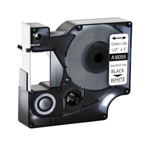 SEFNPOME 6mm 9mm 12 mm 19 mm 24 mm Wärmeschrinkband kompatibel mit Industrie -Etikett -Druckern Modelle 18053 18054 18055 18056 18057 18058 Kompatibel mit 4200 5200 Serie(Black on White) von SEFNPOME