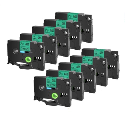 SEFNPOME Kompatible 10pcs Tze231 241 251 335 Band Kompatibel mit den Hersteller schwarz auf weiße Etikettbandgrößen 6 mm 9 mm 12 mm 18mm 24 mm(Black on Green) von SEFNPOME