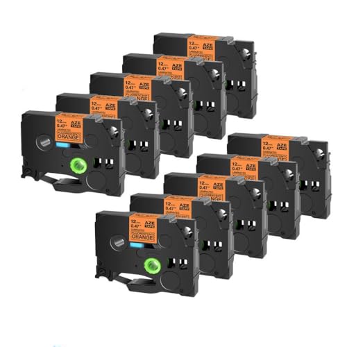 SEFNPOME Kompatible 10pcs Tze231 241 251 335 Band Kompatibel mit den Hersteller schwarz auf weiße Etikettbandgrößen 6 mm 9 mm 12 mm 18mm 24 mm(Black on flu-Orange) von SEFNPOME