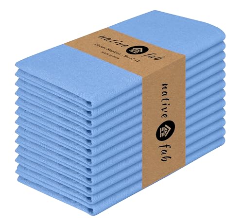 Native Fab Stoffservietten, 12 Stück, Baumwolle, 43.2 x 43.2 cm, saugfähig, weich, Restaurant-Hotel-Qualität, Cocktail-Servietten, Hochzeit, Abendessen, Servietten, waschbar, Hellblau Native Fab Stoffservietten, 12 Stück, Baumwolle, 43.2 x 43.2 cm, saugfähig, weich, Restaurant-Hotel-Qualität, Cocktail-Servietten, Hochzeit, Abendessen, Servietten, waschbar, Hellblau von Native Fab