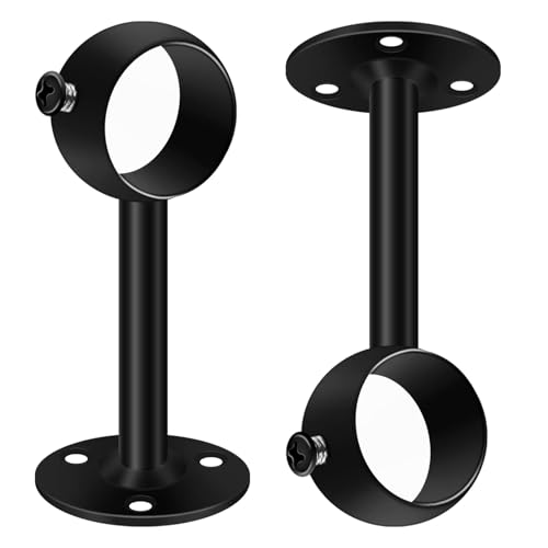 Ceiling Curtain Pole Brackets, Gardinenstangen Halterungen, 32mm, schwarzes Metall, Decken- oder Wandmontage, strapazierfähige, Edelstahl, Wandhalterungen für Kleiderstangen mit Schrauben, 2 Stück Ceiling Curtain Pole Brackets, Gardinenstangen Halterungen, 32mm, schwarzes Metall, Decken- oder Wandmontage, strapazierfähige, Edelstahl, Wandhalterungen für Kleiderstangen mit Schrauben, 2 Stück von SEGNAYEN