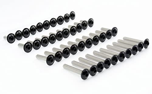 Motorrad Linsenkopfschrauben Edelstahl V2A schwarz M4 M5 M6 M8 M10 Schrauben Innensechskant breit, Stückzahl:100 Stk., Abmessung Schrauben:M8x50 von SEGO