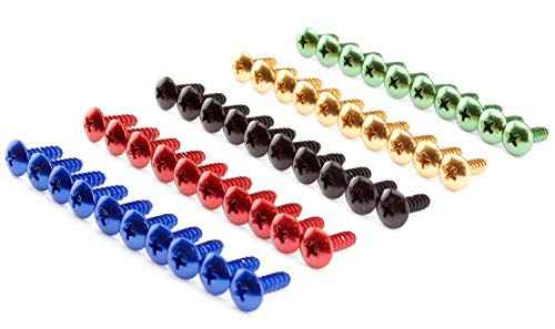 Verkleidungsschrauben 5mm Auto Motorrad Roller Aluminium rot blau schwarz gold grün Alu farbig bunt 13 und 16mm lang, Menge:20er Set (16mm), Abmessung/Farbe:rot eloxiert von SEGO