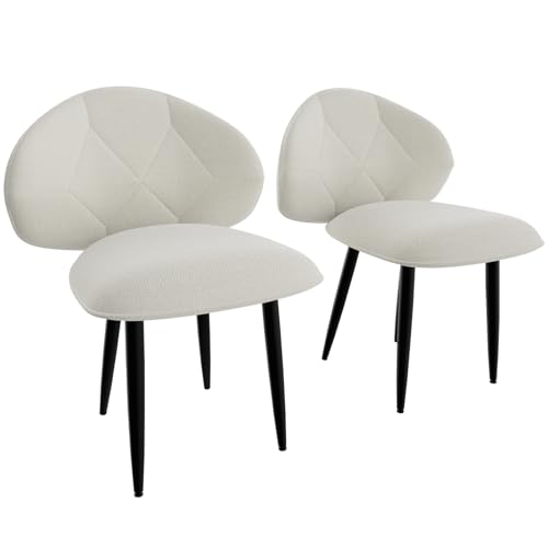 SEGOGNENG Esszimmerstühle, Küchenstuhl mit Rückenlehne, Stuhl Esszimmer Wohnzimmer, Ergonomischer Polsterstuhl, Metallbeine (2, Beige, überdimensioniert) von SEGOGNENG