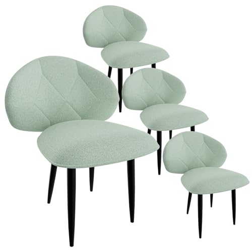 SEGOGNENG Esszimmerstühle, Küchenstuhl mit Rückenlehne, Stuhl Esszimmer Wohnzimmer, Ergonomischer Polsterstuhl, Metallbeine (4, Hellgrün, überdimensioniert) von SEGOGNENG