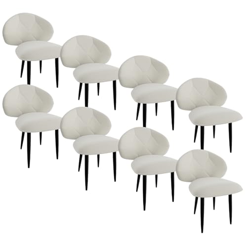 SEGOGNENG Esszimmerstühle, Küchenstuhl mit Rückenlehne, Stuhl Esszimmer Wohnzimmer, Ergonomischer Polsterstuhl, Metallbeine (8, Beige, überdimensioniert) von SEGOGNENG