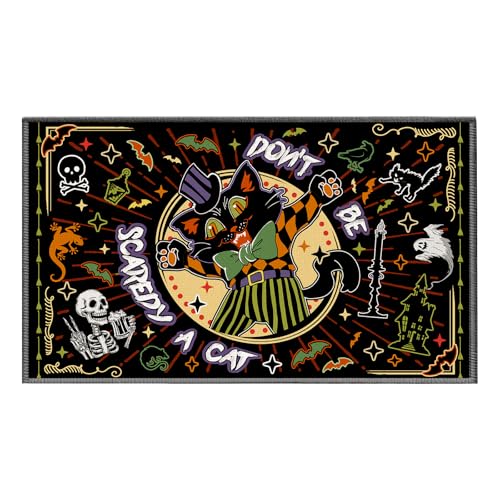 Halloween-Fußmatte für den Außenbereich für Haustür, rustikale Leinen-Eingangsmatte, rutschfeste Gummi-Unterseite, gruselige Halloween-Fußmatte, Außeneingang-Dekor (43,2 x 73,2 cm, Gentleman schwarze Halloween-Fußmatte für den Außenbereich für Haustür, rustikale Leinen-Eingangsmatte, rutschfeste Gummi-Unterseite, gruselige Halloween-Fußmatte, Außeneingang-Dekor (43,2 x 73,2 cm, Gentleman schwarze von SEGXCFL