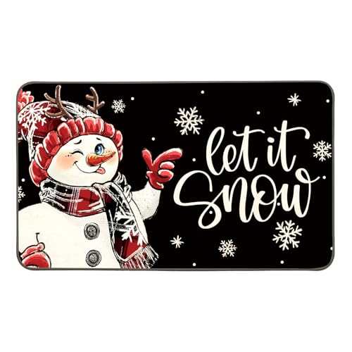 Weihnachtsmatte für den Außenbereich, PU, rutschfeste Matten für Haustür, dekorative Weihnachts-Fußmatte, 43,2 x 73,2 cm, schwarzer Weihnachtsteppich, strapazierfähige Schneemann-Matte für Veranda Weihnachtsmatte für den Außenbereich, PU, rutschfeste Matten für Haustür, dekorative Weihnachts-Fußmatte, 43,2 x 73,2 cm, schwarzer Weihnachtsteppich, strapazierfähige Schneemann-Matte für Veranda von SEGXCFL
