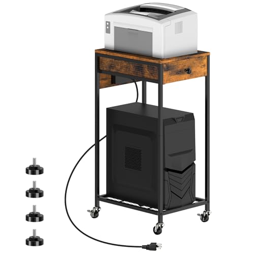 Computer-Tower-Ständer mit 2 Ebenen, verstellbarer Druckerständer mit Ladestation und USB-Ladeanschluss, PC-Tower-Ständer, CPU-Halterungswagen mit rollenden, feststellbaren Rädern für Home Office Fax Computer-Tower-Ständer mit 2 Ebenen, verstellbarer Druckerständer mit Ladestation und USB-Ladeanschluss, PC-Tower-Ständer, CPU-Halterungswagen mit rollenden, feststellbaren Rädern für Home Office Fax von SEHERTIWY