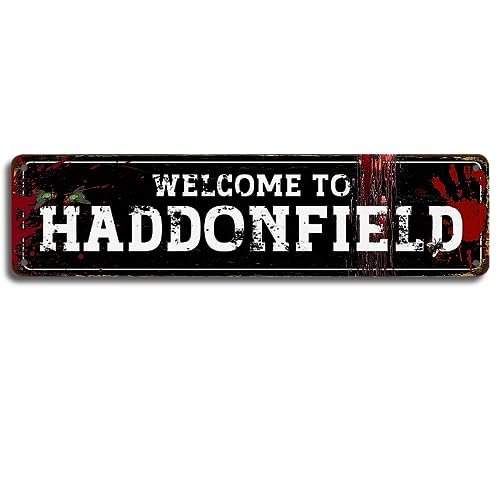 Blechschild im Retro-Design "Welcome to Haddonfield", 40,6 x 10,2 cm, perfekt für Zuhause, Bar, Garage, mit einzigartigem Horrorfilm-Stil, ideales Sammlerstück oder Geschenk (B68) von SEHINU