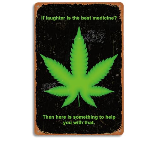 SEHINU Laughter is the Best Medicine Schild – Metall-Blechschild, 20,3 x 30,5 cm – Weed Geschenke, Trippy Room Decor, Stoner Room Decor (C230) von SEHINU