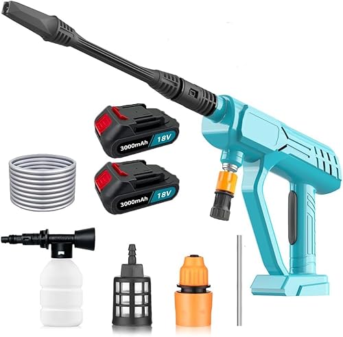 Akku Hochdruckreiniger,Kompatibel mit Makita 18V Akku, mit 2 x 3000mAh Akku und Ladegerät, Sechs Zubehör，zum Waschen Garden, Teppichreinigen Bewässern von SEHMTSRF
