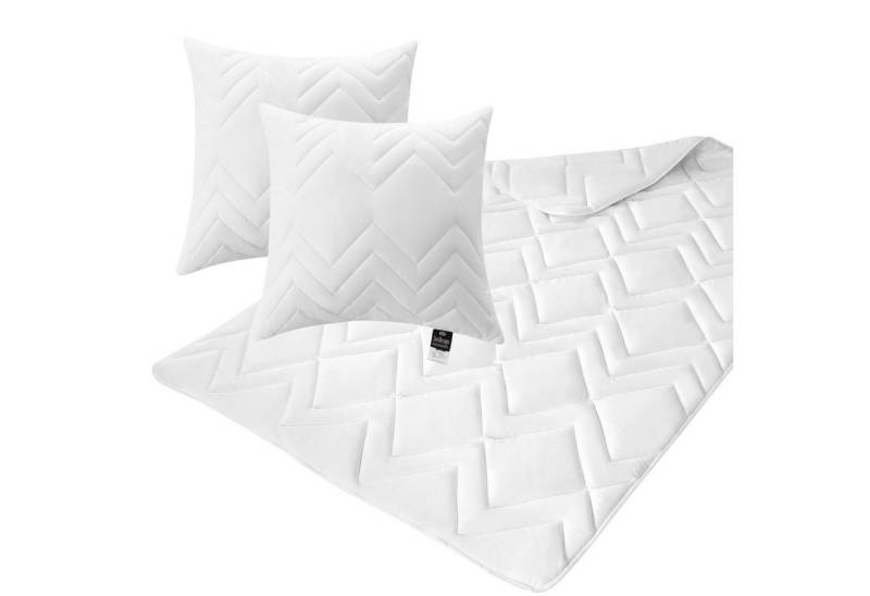 Kopfkissen Mikrofaser Bett-Set Steppdecke + Kissen Sommer 155x200 + 2X 80x80, SEI Design, Füllung: Polyester, Spar-Set, kochfest von SEI Design