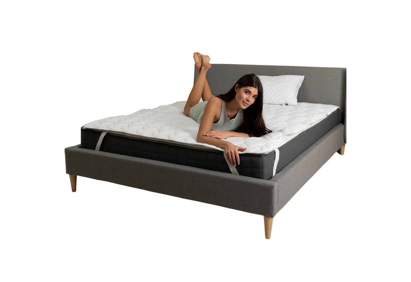 Matratzenschoner Topper 180x200 cm Premium Matratzenschutz SEI Design, Bettauflage mit ergonomische Steppung 4X Gummibänder von SEI Design