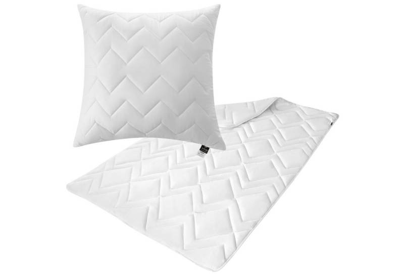 SEI Design Microfaserbettdecke Bett-SET Bettdecke Steppdecke Winter 135x200 + Kopfkissen 80x80 Classi, Füllung: Polyester, kochfest von SEI Design