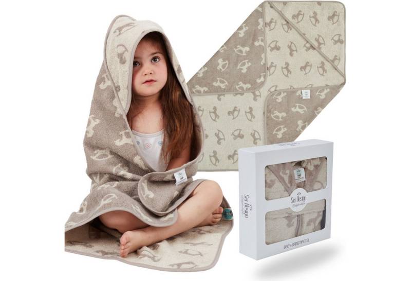 SEI Design Kapuzenhandtuch Kapuzentuch 80x80 Babyhandtuch mit Kapuze, Frottee (Liebevoll verpackt in einem hochwertigen Geschenkkarton – ideal zum Verschenken), 100% Organic Bio Baumwolle, Ideal als Badeponcho und Kuscheldecke von SEI Design