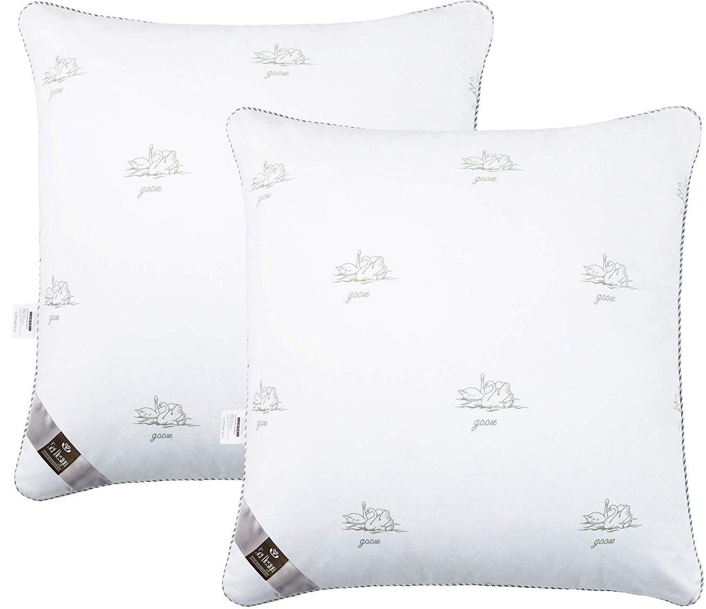 SEI Design Kopfkissen Kopfkissen Kissen Schlafkissen SWAN 80x80, Füllung: 100% Mikrofaser Polyester, Bezug: Mikrofaser, Rückenschläfer, Seitenschläfer, Bauchschläfer, 2-er SET, Alternative zu Daunen von SEI Design