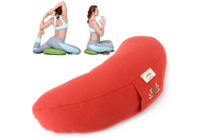 SEI Design Yogakissen Meditationskissen Yogakissen Halbmond mit Buchweizenschalen Füllung, gesticktes Motiv von SEI Design
