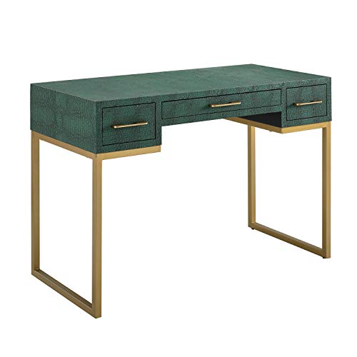 Southern Enterprises Carabelle Schreibtisch, strukturierter smaragdgrüner Alligator, Gold von SEI Furniture