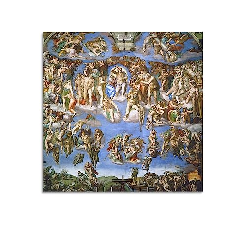 Das letzte Urteil von Michelangelo Buonarroti Poster Gemälde auf Leinwand Wandkunst Scrollen Bild Druck Wohnzimmer Wanddekoration Häuser 50 x 50 cm von SEIBES