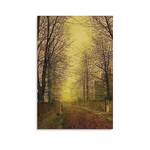 In Autumn's Golden By John Atkinson Grimshaw Maler-Kunstwerk auf Leinwand, Wandkunst, Scrollbild, Wohnzimmer, Wanddekoration, Häuser, 50 x 75 cm von SEIBES