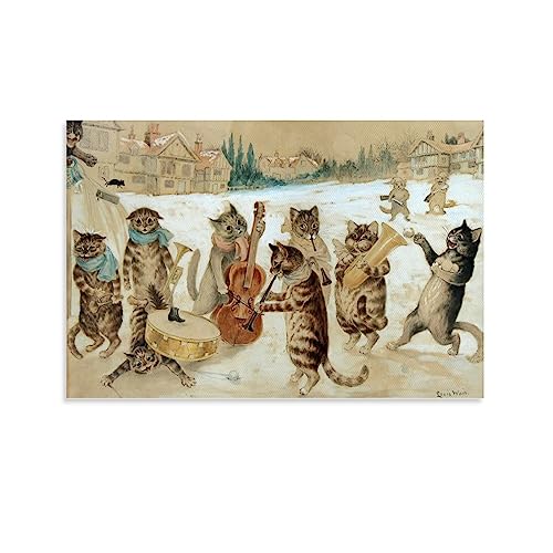 SEIBES Carol singende Katzen von Louis Wain, Malerkunstwerk, Raum, ästhetischer Druck, Kunst, Wandgemälde, Leinwand, Geschenke, moderne Schlafzimmerdekoration, 40 x 60 cm von SEIBES