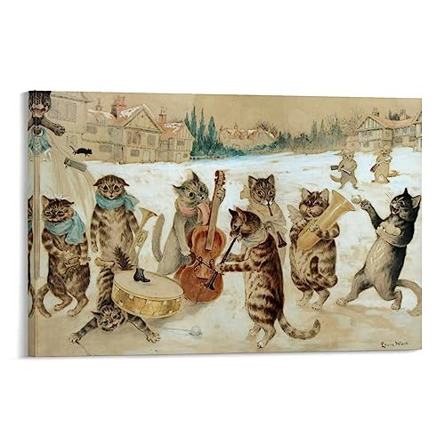 SEIBES Carol singende Katzen von Louis Wain Maler-Kunstwerk, Geschenke, Leinwandgemälde, Wandkunst, dekorativer Bilddruck, moderne Dekoration, 30 x 45 cm von SEIBES