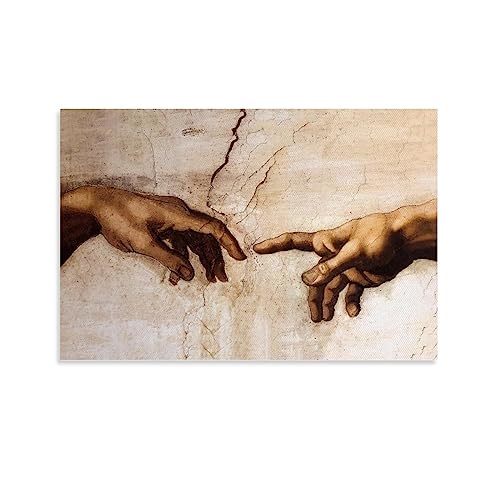 SEIBES Die Schöpfung von Adam von Michelangelo Buonarroti Poster, dekoratives Gemälde, Leinwand, Wandkunst, Wohnzimmer, Schlafzimmer, Gemälde 20 x 30 cm von SEIBES