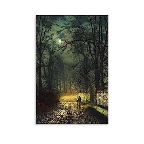 SEIBES Eine Mondlicht-Lane von John Atkinson Grimshaw Maler-Kunstwerk, dekoratives Gemälde, Leinwand, Wandkunst, Wohnzimmer, Schlafzimmer, Gemälde 20 x 30 cm von SEIBES