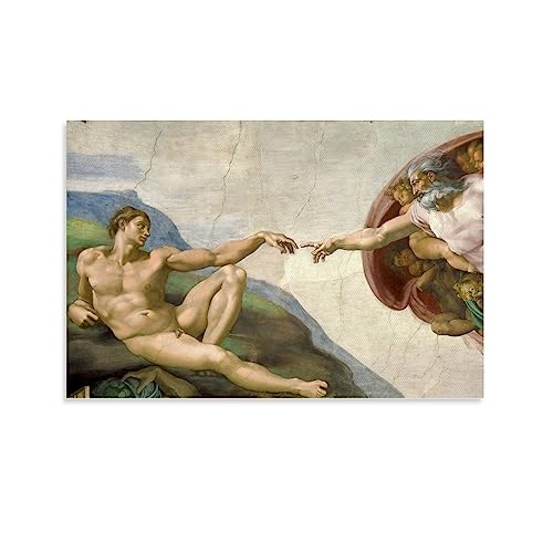 SEIBES Poster "The Creation of Adam" von Michelangelo Buonarroti, Wandkunst, Geschenke für Schlafzimmer, Dekoration, zum Aufhängen, 60 x 90 cm, 2 Stück von SEIBES