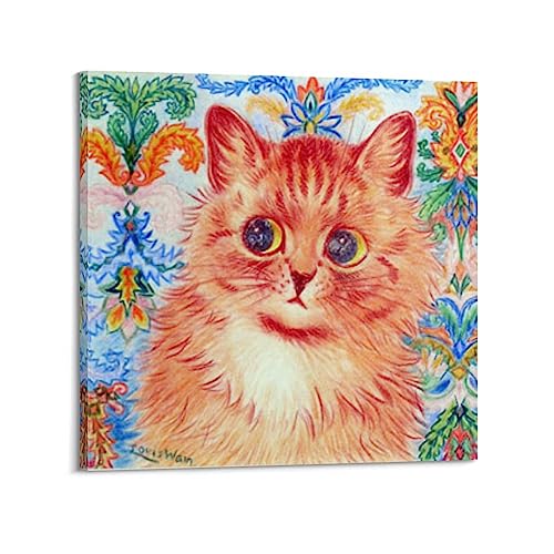 SEIBES Wain Cat von Louis Wain Maler-Kunstwerk, coole Kunstwerke, Malerei, Wandkunst, Leinwanddruck, hängende Bild, Heimdekoration, Geschenkidee, 40 x 40 cm von SEIBES